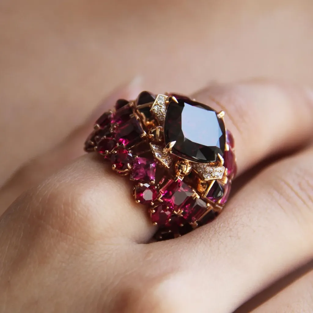 Кольцо с гранатом