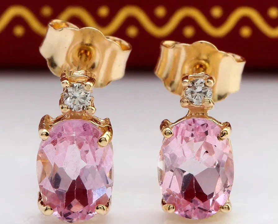 Серьги из розового кунцита