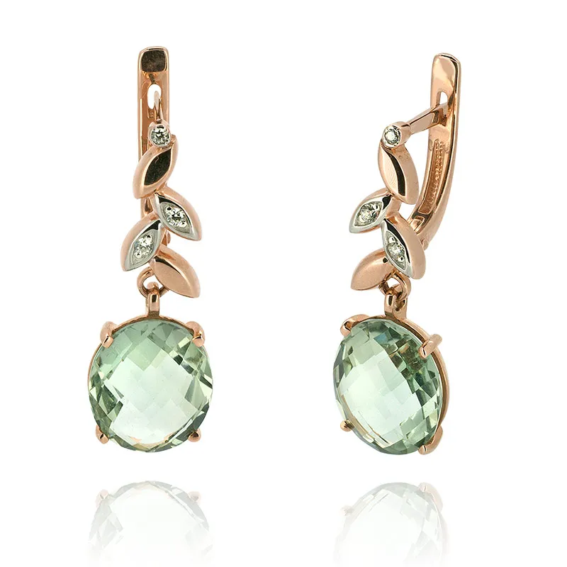 Серьги с празиолитом