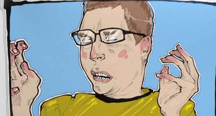 рисунок чихающего парня