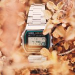 Электронные часы в листьях