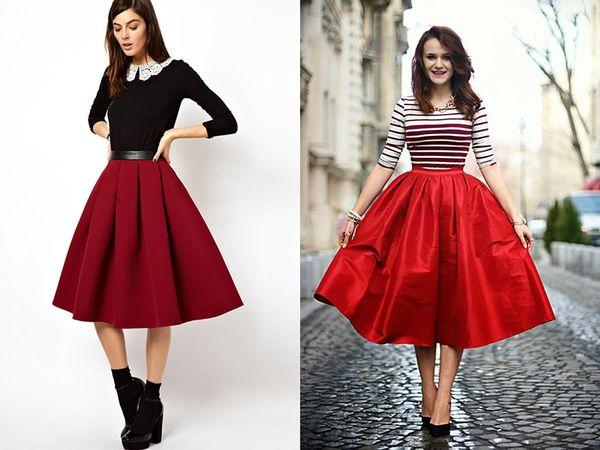 бордовая и красная юбка