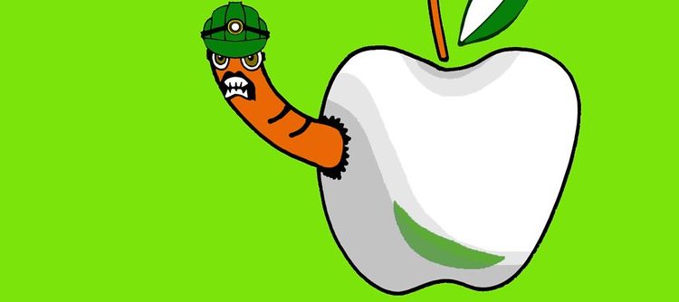 червяк из яблока