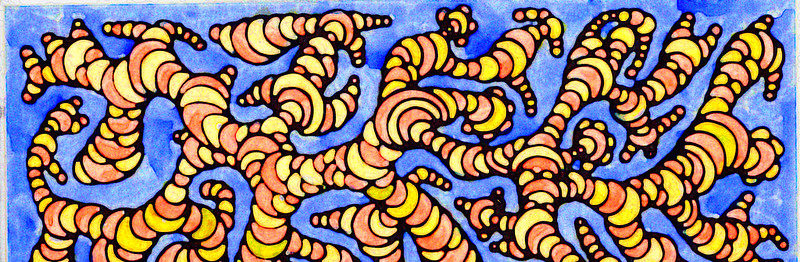 оранжевые червяки на синем фоне