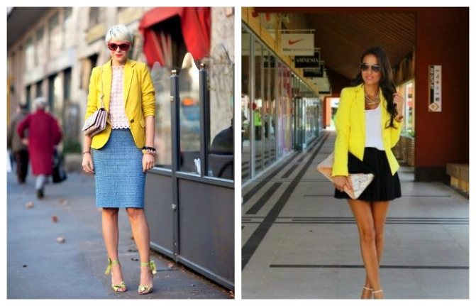 С чем носить желтый пиджак, фото