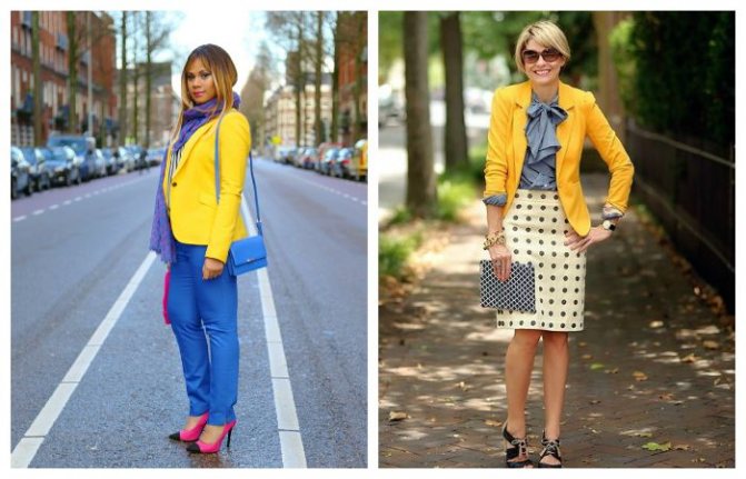 С чем носить желтый пиджак, фото