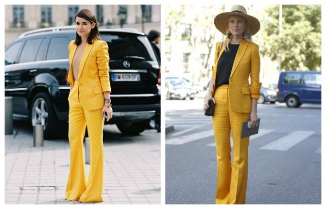 С чем носить желтый пиджак, фото