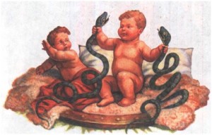 Ребенок держит змей