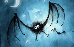 Нарисованная летучая мышь